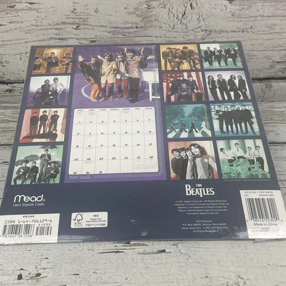 The Beatles 2022 16 Month Wall Calendar Band Rock and Roll‎ Music New Sealed
